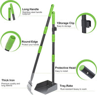 Pooper Scooper for Dogs, Metal Poop Scooper Tray and Rake Set with Adjustable Long Handle, Dog - Black & Green - image 2