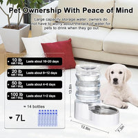 RIZZARI Automatic 7L Pet Waterer,Gravity Stainless Steel Water Dispenser, 100% BPA-Free, Large Capacity Water Feeder for Cats and Medium and Large-Sized Dogs (White,7L)