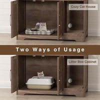 Cat Litter Box Enclosure, Hidden Litter Box Furniture with Scratch Pad, Farmhouse Indoor Cat House Washroom End Table, Retro Brown