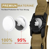 Tactical AirTag Dog Collar Leash Set - Heavy Duty, Adjustable GPS Collar Compatible with Apple AirTag, with Holder & Control Handle for Medium/Large Dogs [ Brown, L ]