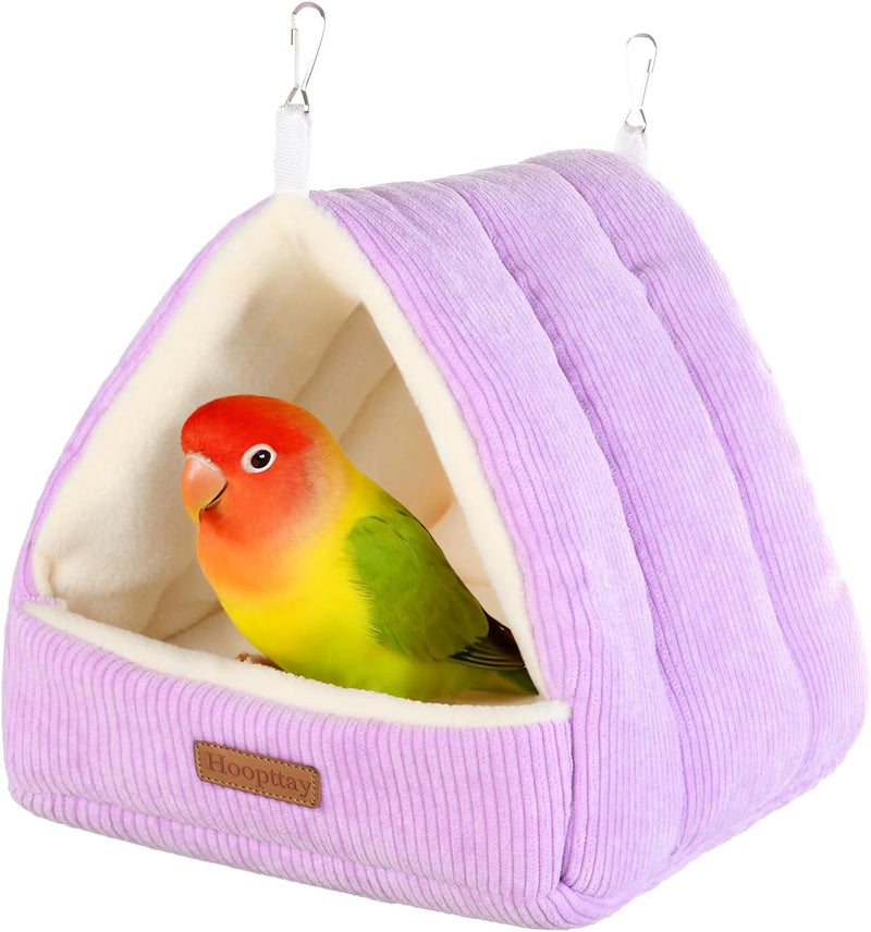 Large Winter Warm Bird House and Bird Bed for Cage with Soft Plush - Purple / S