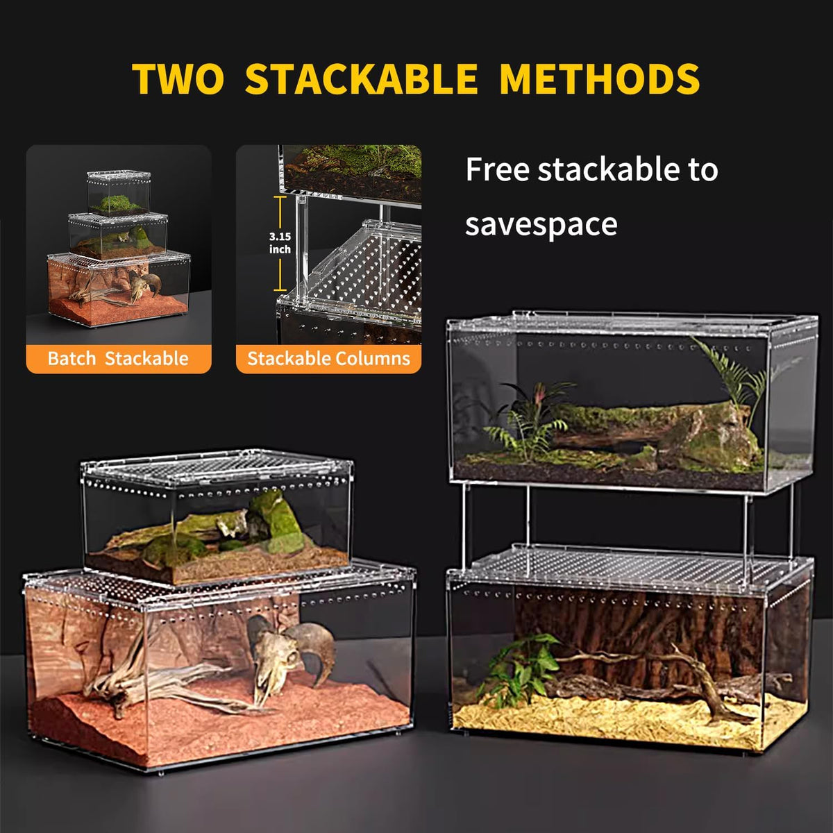 【No Assembly】 Reptile Tank Enclosure with Magnetic Button.16" * 10" * - 16" * 10" * 8" - image 3
