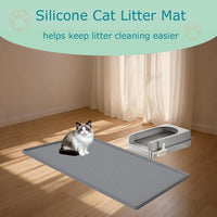 Cat Litter Mat, Silicone Large Cat Mat for Litter Box - 37"L x 22"W / Grey - image 4
