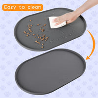 100% Waterproof 0.5" Raised Edge BPA Free Silicone Dog Food Mat - 19x12x0.5 Inch / Gray - image 4