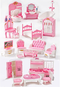 Thildani 35-piece pink and white dollhouse furniture set for bedroom, bathroom, living room and kitc - view 2