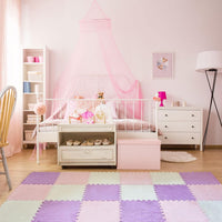 Amylove 18 Pcs Plush Foam Interlocking Carpet Tiles, Beige, Pink - Beige, Light Pink, Mauve - image 4