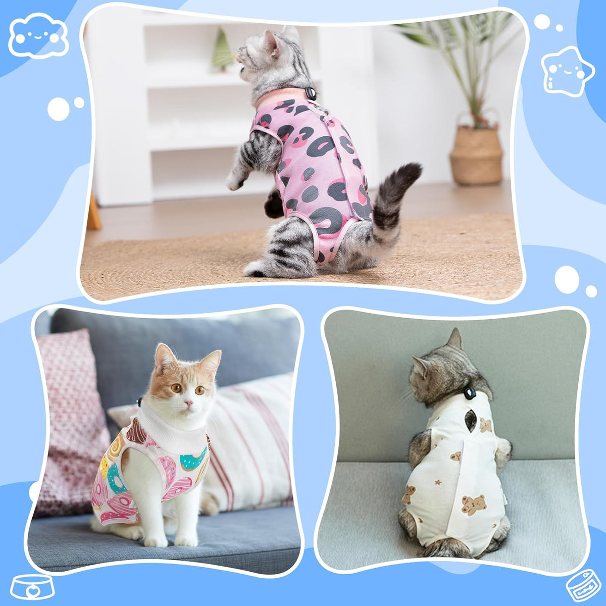 Coppthinktu Cat Recovery Suit Female Cat Onesie After Surgery Anti - Large / Donut - image 4