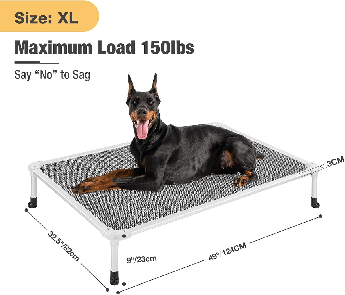 Veehoo Chew Proof Elevated Dog Bed, Cooling Raised Pet Cot - Black Silver / 49.0"L x 33.0"W x 9.0"Th - image 3