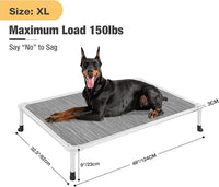 Veehoo Chew Proof Elevated Dog Bed - Cooling Raised Pet Cot - Silver Aluminum Frame and Durable Textilene Mesh Fabric, Unique Designed No-Slip Feet for Indoor or Outdoor Use, Black Silver, X Large