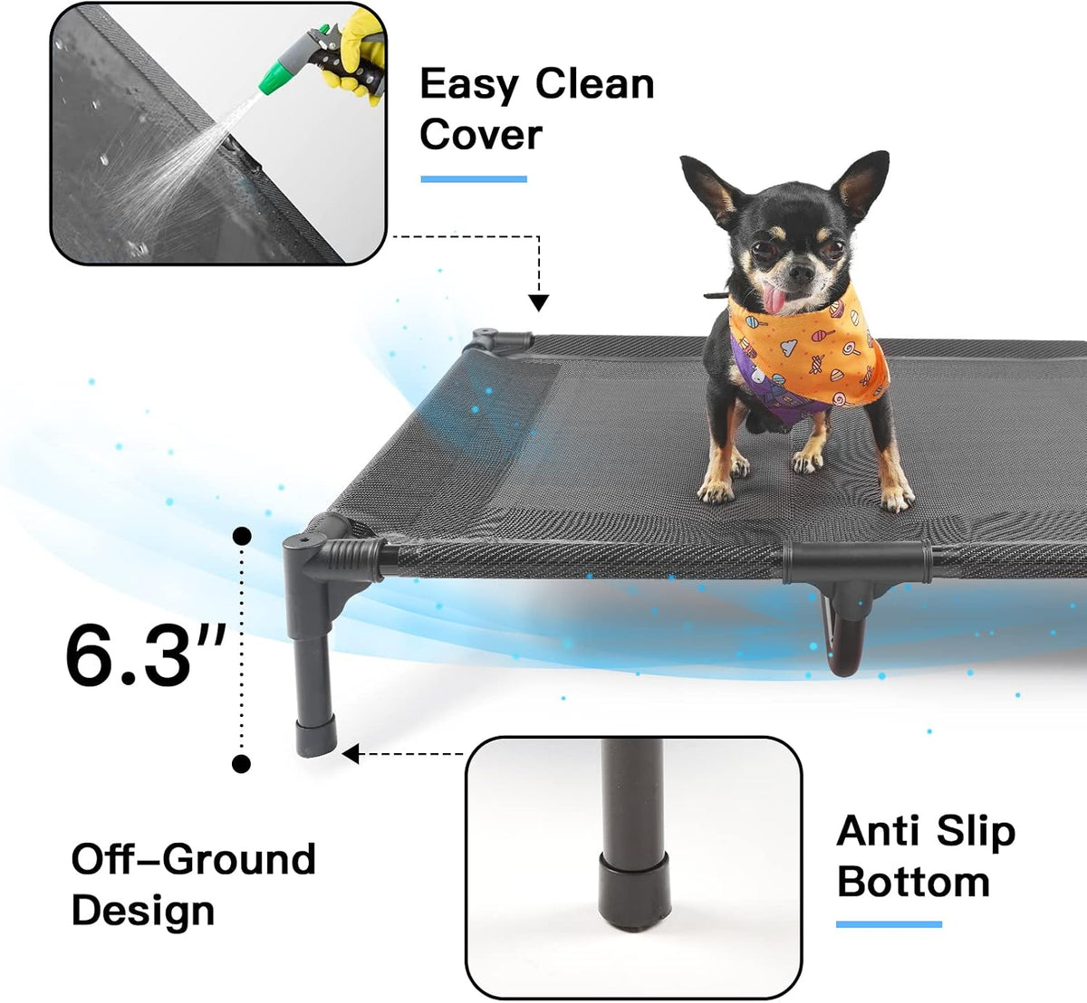 Elevated Dog Bed for Large Dogs 120lb - M (30"Lx 23"Wx6.3"H) / Grey - image 3