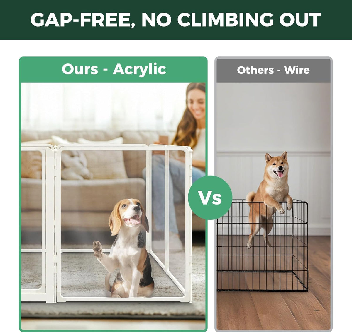 FXW AuraSpace Pro Clear Acrylic Indoor Dog Playpen, 32" H - White / 32"H / 5 Panels + 1 Gate - image 2