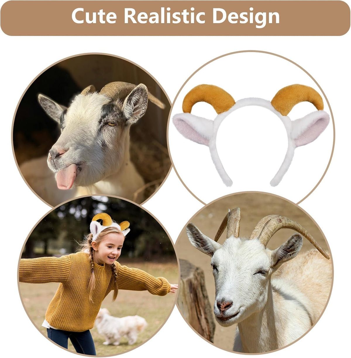 Beviliu Dog Ears Golden Movable - White Brown / 1 Count (Pack of 1) - image 3