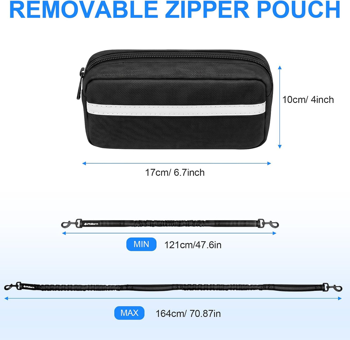 Philorn Hands Free Dog Leash for Dogs with Pouch - Black for 1 - image 2