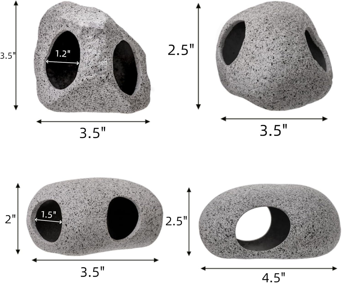6 Pack Aquarium Decoration Rock Caves, Betta Fish Tank Hideaway - image 3