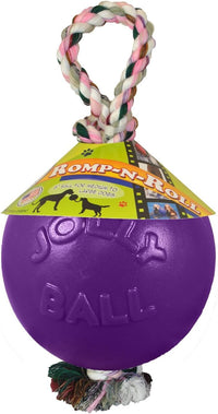 Jolly Pets Romp-N-Roll Rope & Ball Dog Toy - Purple / Small (4.5 in)