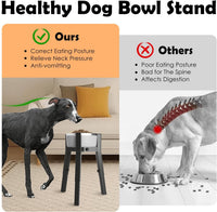 SHAINFUN Grey Metal Stand for Large Dogs - Height: 9.8-13.4", Width: 7-10.7" / Black-FU - image 2
