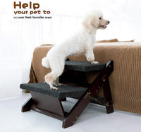 MEWANG Wooden Pet Stairs - 2 Step Foldable Ramp for Senior Dogs & Cats – Essentials for Dogs - 2 Steps – For Sofas (11–19 in) / 1 / 17.3" L x 17.24" W x 13" H - image 4