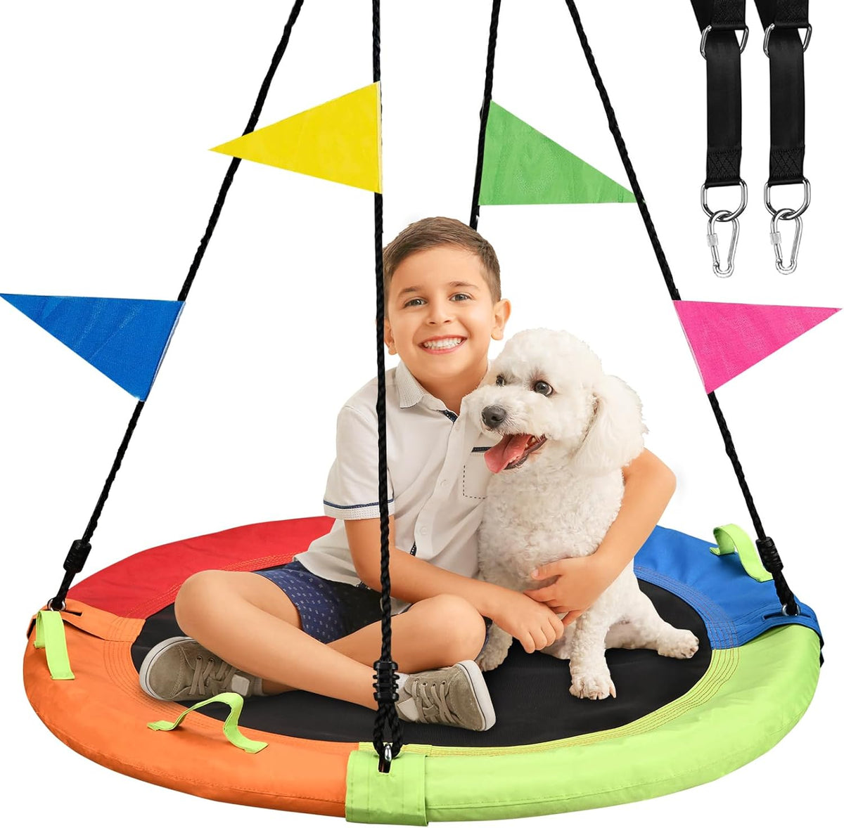 Tree Swing, Saucer Swing, Multicolor - 40 Inch