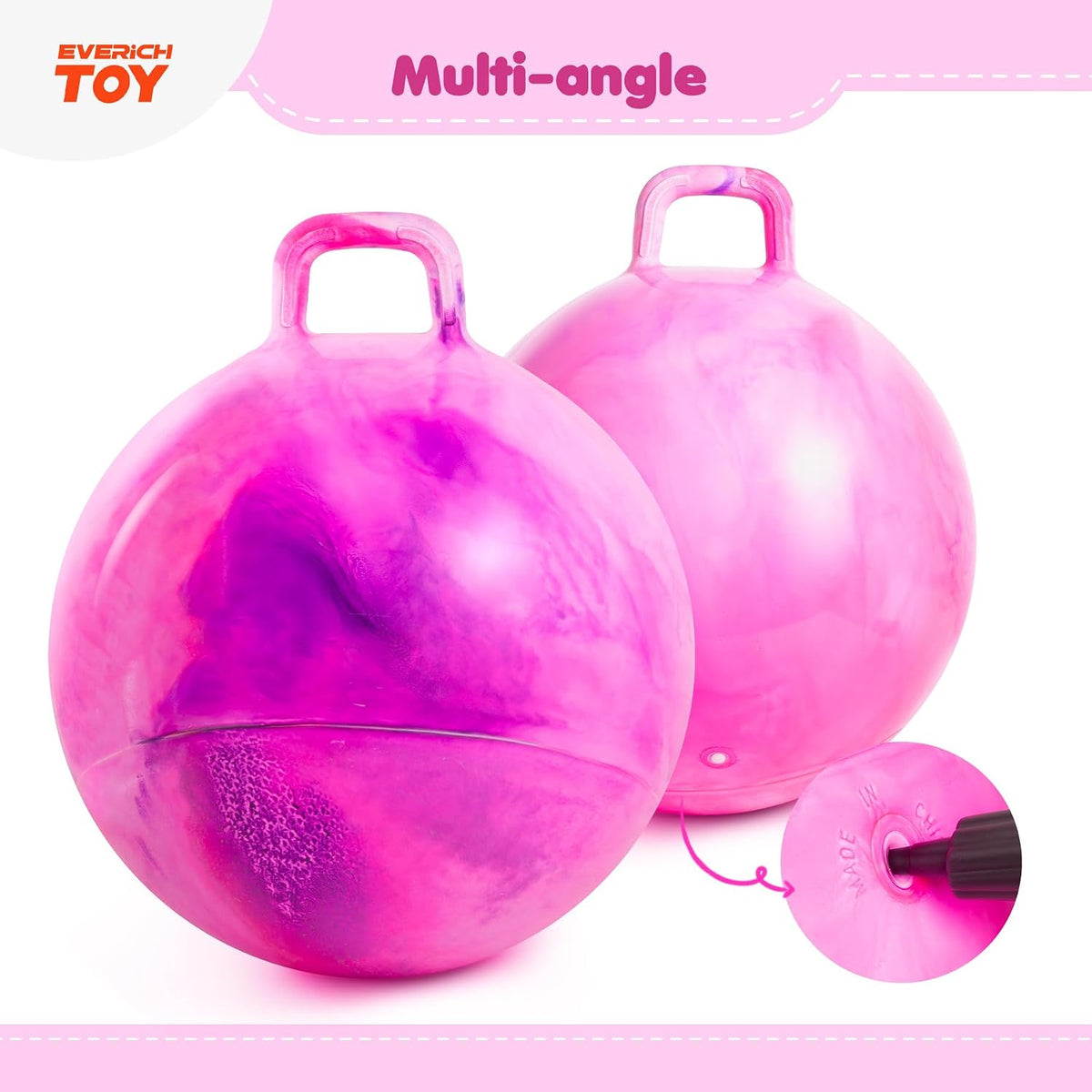 EVERICH TOY 18 inch hopper ball for kids with handle, purple pink clouds - view 40