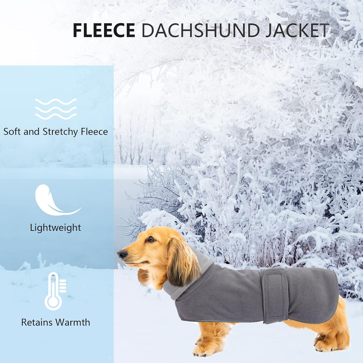 Dachshund Sweaters, Dachshund Coat Perfect Dog Winter Coat with Padded Fleece Lining - Medium / Gray - image 4