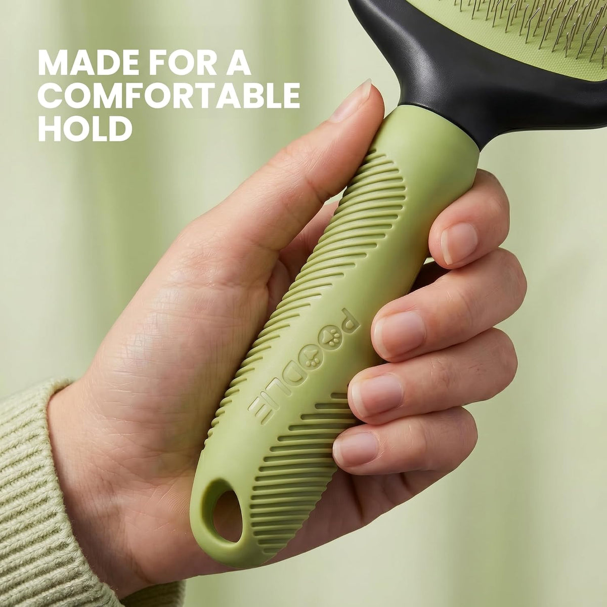 Poodle Pet Slicker Brush, For Dogs, Cats, and Rabbits - Green / Regular Size - image 3