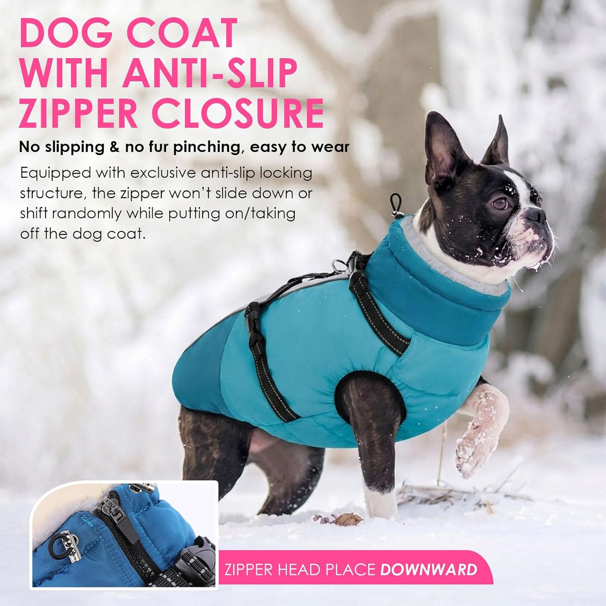 Large Dog Coat Waterproof Dog Winter Jacket with Harness TurquoiseL – Essentials for Dogs - PineGreen / XX-Large - image 3