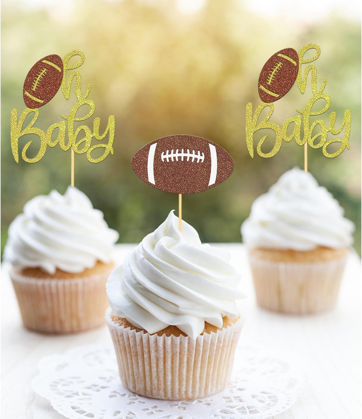 Moitkptt 24 glitter football player cupcake toppers - view 10