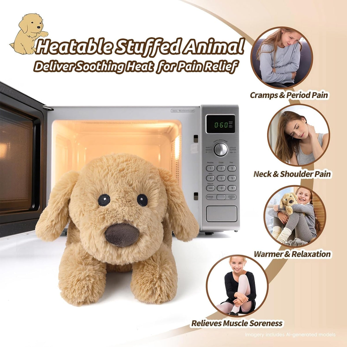 Capybara Stuffed Animals, Microwavable Stuffed Animal Adorable Fluffy Capybara Plush for Warmth - 2 pcs Dog - image 3