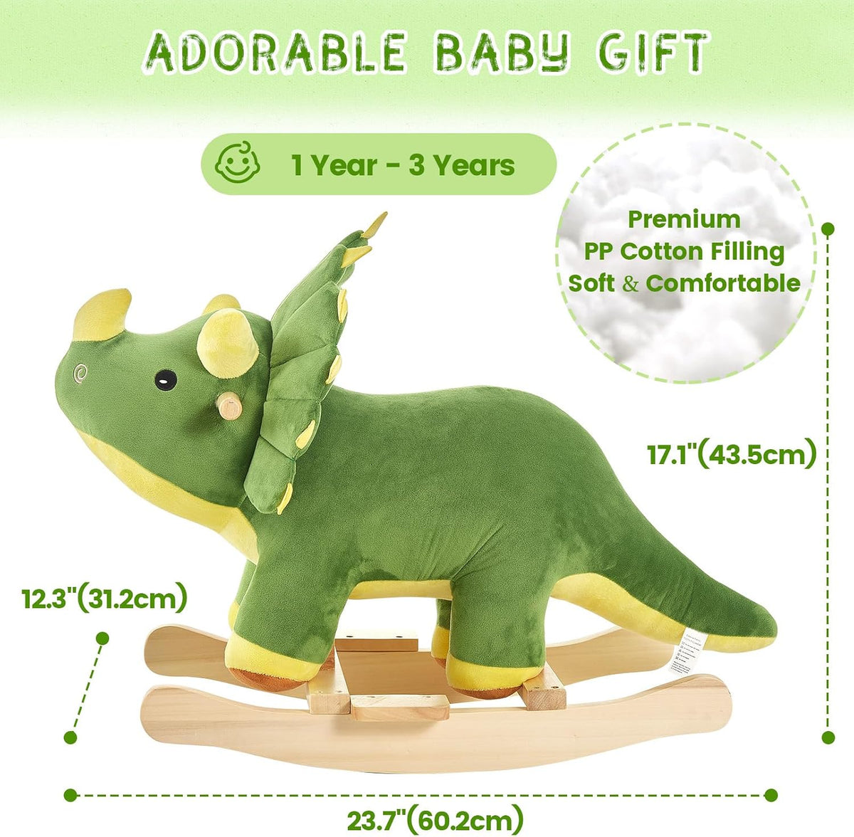FUNLIO Unicorn Baby Rocking Horse - Youthful-dinosaur - image 4