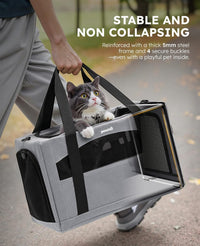 Pecute Cat Carrier Stable, Pet Carrier with Privacy Partition - Gray Regular / 16.9"L x 11.0"W x 11.0"H - image 2