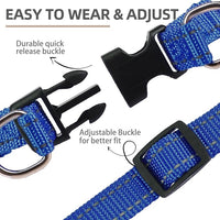 PUPTECK No Pull Dog Harness Soft Adjustable Basic Nylon Step in Puppy Vest Outdoor Walking with ID Tag, Reflecive Navy Blue, S