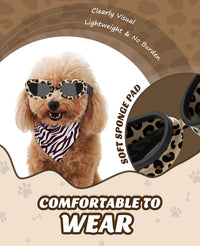Lewondr Small Dog Sunglasses UV Protection Heart Shape Dogs Goggles - Black Brown Leopard / Solid - image 4
