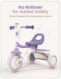 besrey Toddler Tricycle with Bell - Dark Purple - image 3