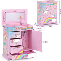 Jewelry Box for Girls 8.9 x 4.92 x 10.98 inch Large 5 Layer Music Box - Pink&Blue - image 3