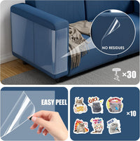 NO PINS Pain Cat Scratch Furniture Protector-12 Pack Thicken - 10PC-30 PINS - image 2