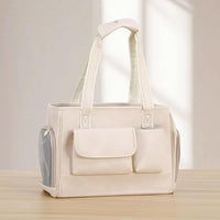 Dog Carrier Purse, Fashion Leather Pet Carrier Bag, Airline Approved Soft Sided Cat Travel Tote Bag with Pockets White