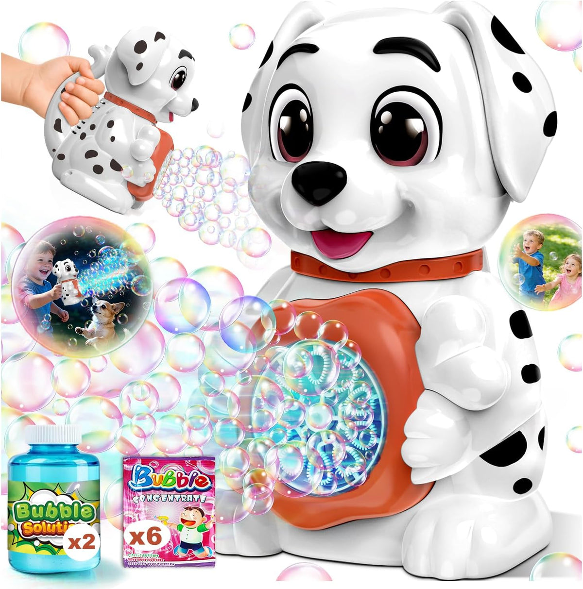 Dinosaur Bubble Blower Toy for Kids: T-Rex Design 15000+ Bubbles/Min – Fun for Kids & Family - White