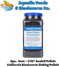 Aquatic Foods Inc. Axolotl Blackworm Pellets. 1mm-1/32 Sinking California Blackworm Micro Pellets for Baby Axolotl, Frogs, Shrimp, Salamanders, Newts, Snails…5-lbs 6oz Jar