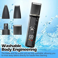 Dog Clippers Grooming Kit - Low Noise, Cordless Electric Trimmer with Nail Grinder for Dogs & Cats, 4 in 1 Rechargeable Clippers for Paws, Ears, Face and Matted Hair (Black)