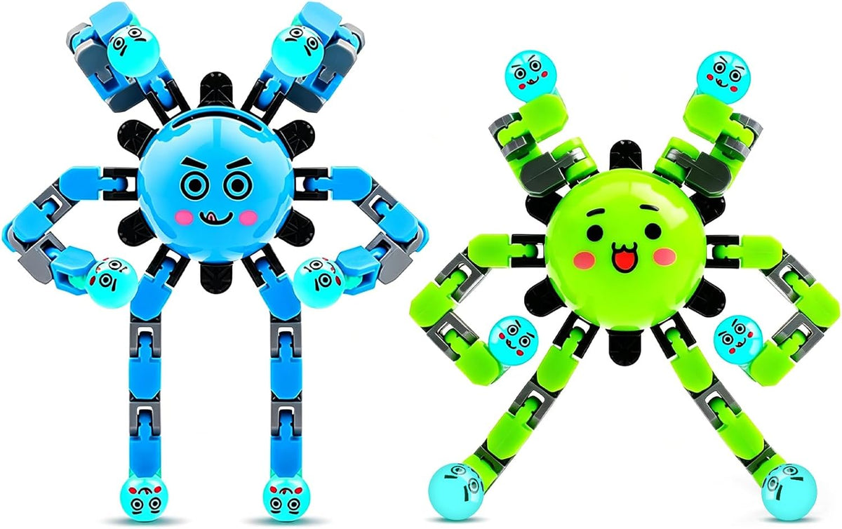 Transformable Fidget Spinner Toys for Kids and Adults - 1 Blue+1 Green