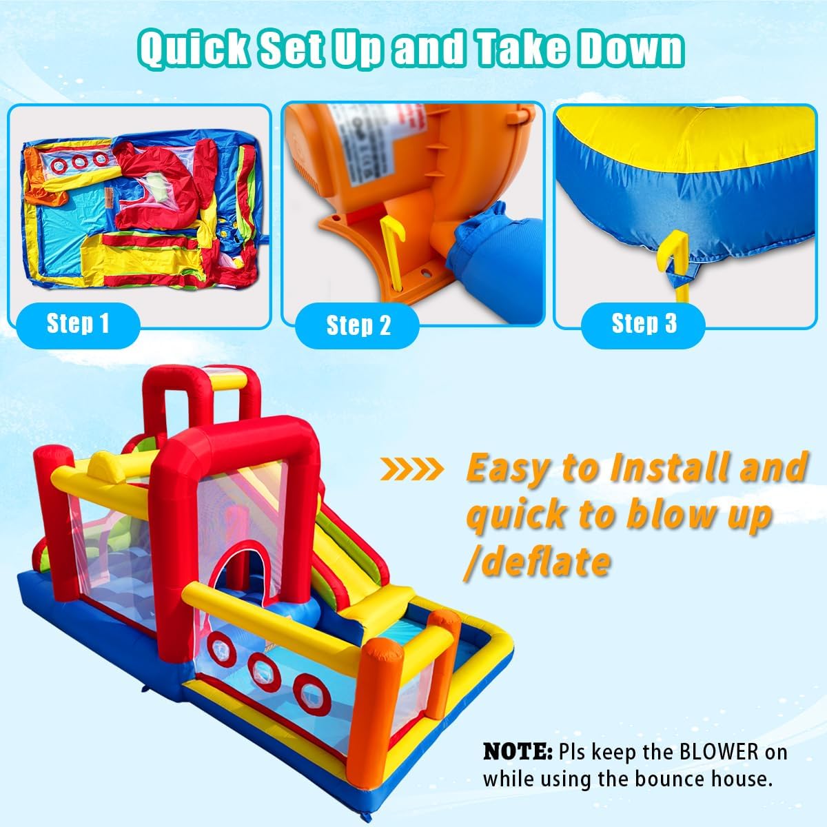 Hongcoral Bounce House, Inflatable Bounce Castle with Blower for Kids, Blow Up Jumping Bouncer - image 4
