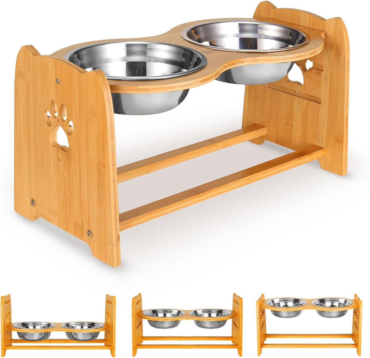X-ZONE PET Elevated Dog Bowls for Cats and Dogs - L- Height 5.1" up to 10"