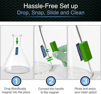 SNOWTREE Magnetic Glass Cleaner BoroBuddy | Glass Pieces, Bottles, Vases | Compact Design for Tighter Spaces & Smaller Glass Pieces | Double Sided | Green