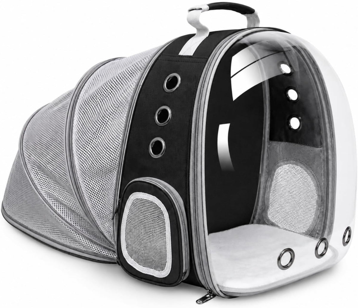Expandable Cat Carrier Backpack with Bubble Window - Black