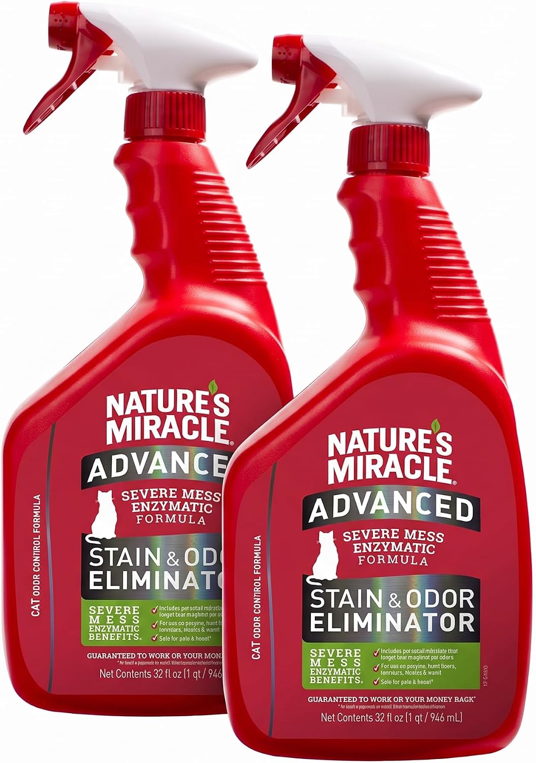 Nature’s Miracle Advanced Cat Stain & Odor Eliminator - Fresh Scent / 32 Fl Oz (Pack of 2)