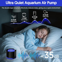 Aquarium Air Pump, Quiet Fish Tank Air Pump with Dual Outlets - 2W (Up to 20 Gallon) - image 3