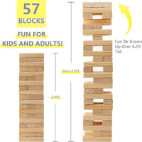 GOROCK Giant Tumbling Tower Game，57Pcs Wooden Block Stacking Game - L-Over 4.2 FT - image 3