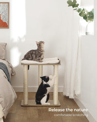 Modern Cat Tree for Large Cats, Full Sisal Cat Scratching Post – Essentials for Cats - Greige / 19.7"L x 13.4"W x 22"H - image 3