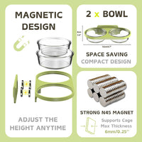 Magnetic Reptile Feeding Ledge with 2 Pack Plastic Bowls Food Feeder - Green(Pack of 1） / Magnetic-Mounted - image 2