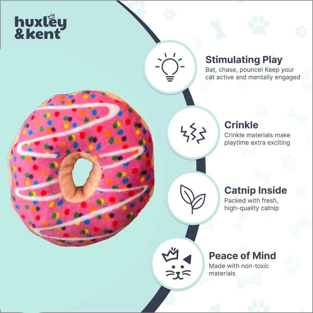 Huxley & Kent Plush Cat Toy - Strawberry Donut - image 4